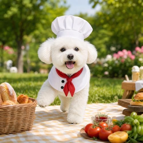 2 Piece Chef Dog Halloween Costume for Small Medium Dogs Cats(Large) - Image 5