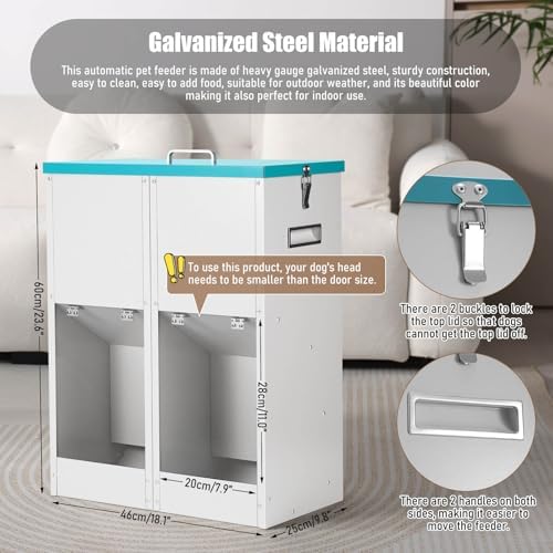 46Lb Gravity Automatic Dog Feeder for 2 Dogs, No Assembly Required
