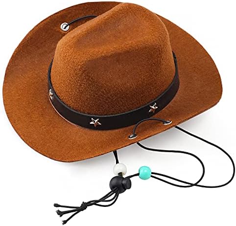 Yewong Pet Cowboy Costume Accessories - Dog Cat Pet Size Cowboy Hat and Bandana Scarf West Accessories for Puppy Kitten Party Festival and Daily Wearing Set of (Coffee Hat+Black Bib) - Image 2