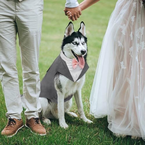 Kuoser Dog Tuxedo Dog Suit and Bandana Set, Dogs Tuxedo Wedding Party Suit, Doggy Prince Bow Tie Shirt Formal Pet Wedding Attire for Large Medium and Small Dogs Golden Retriever Samo Bulldogs - Image 4