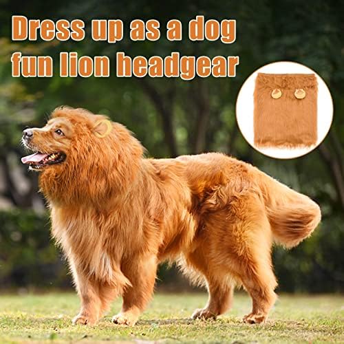 Dog Lion Mane Costume - Realistic Mane with Ears for Medium to Large Sized Dogs, Pet Halloween Costumes Birthday Party Cosplay Apparel - Image 5