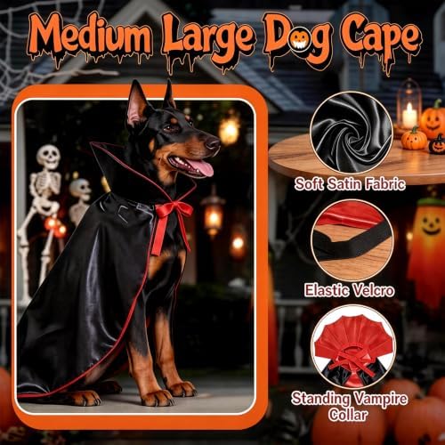 1 L Size Dog Halloween Costume - Vampire Cape for Large Dogs - Image 6