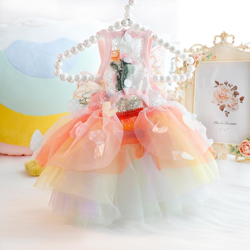 Dog Princess Dresses for Small Dogs Lolita Clothes Butterfly Costume Pet Girl Cute Coat Outfits Summer Costumes Puppy Handmade Skirt Cat Spring (S,Butterfly) - Image 4