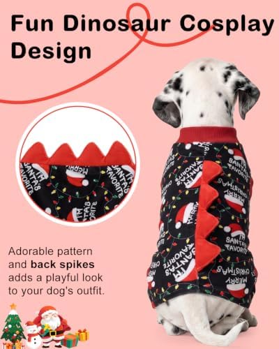 CuteBone Dinosaur Costume Halloween Christmas Dog Pajamas, Stretchy Spandex Crystal Velvet Sleepwear Coat for Small Dogs, Soft & Warm Pet Outfit Clothes for Cold Weather, Cozy Pullover Design COSP30S - Image 2