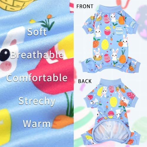 XPUDAC Easter Eggs Dog Pajamas Soft Lightweight Bunny Dog Clothes for Small Medium Dogs Pet Jumpsuit Outfit Cat Apparel-XS - Image 6