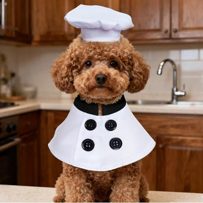 Pet Chef Costume Chef Hat with Cape Set Dog Halloween Costume for Small Pet Dogs Cat (Medium) - Image 5