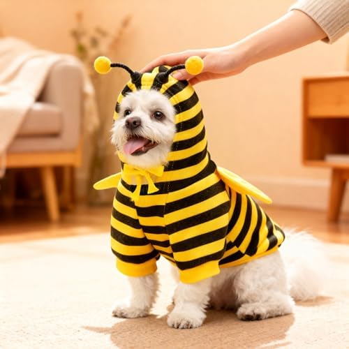 Idepet Halloween Pet Bee Costume,Dog Hoodie Bumble Cosplay Puppy Clothes - Image 3