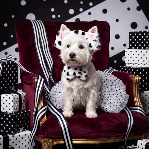 Hercicy 3 Pcs Pet Dog Halloween Dalmatian Costume Accessories Set - Image 3