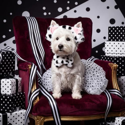 Hercicy 3 Pcs Pet Dog Halloween Dalmatian Costume Accessories Set - Image 3