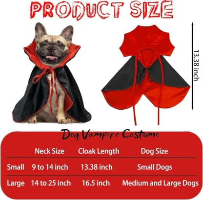 Dog Vampire Costume, Dog Halloween Costume with Stand-Up Collar - Image 4