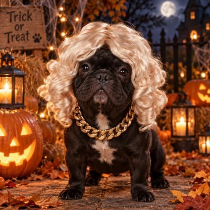 Blonde Wig for Dogs,Halloween Christmas Long Blonde Curly Hair - Image 5
