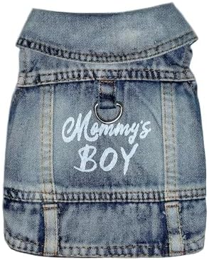 Mommy's Boy Dog Jeans Jacket,Pet Overalls Denim Coat,Puppy Clothes(XS) by JcDuDoi