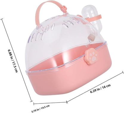 Small Pet Carrier Cage with Water Bottle Portable Hamster Travel Cage for Outdoor Use Pink Small Animal Carrier for Rabbits, Gerbils, and Birds