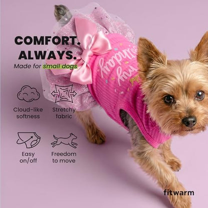 Fitwarm It's My Birthday Dog Dress, Dog Birthday Dress with Bowknot, Dog Clothes for Small Dog Girl, Funny Dog Clothes, Female Pet Outfit, Pink, Large - Image 6
