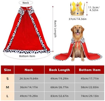 Dog King Costume, Dog Halloween Costume Funny Pet King Cloak and Crown Set, Pet Prince Costumes Cosplay for Halloween Christmas, Cape Prince Birthday Dress Outfit for Large Dogs Pets (Large) - Image 2