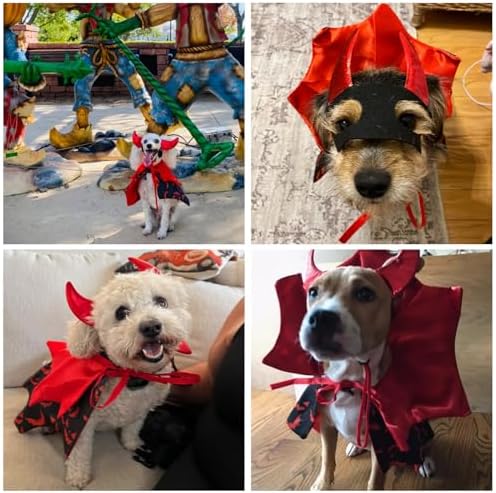 KOOLTAIL Dog Halloween Costume, Pet Vampire Cloak Cape Costume Devil Hat for Small Medium Large Dogs Cats Puppy, Funny Dog Witch Clothes Cosplay Dress Wizard Outfit Mantle Apparel for Holiday Party L - Image 2