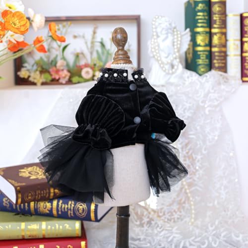 Fashion Sweet Puppy Dog Blingbling Princess Skirt Pet Dog Lace Cake Camisole Tutu Dress K-Black XS - Image 5