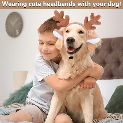 Beviliu 2pack Dog Reindeer Antlers Headband, Dog Christmas Antlers Costume - Image 5