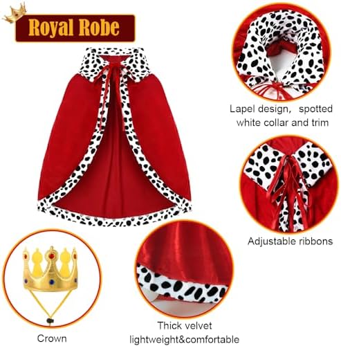 Halloween Dog King Costume Royal Cape with Crown for Medium Large Dogs - Image 2