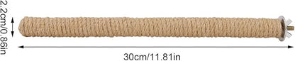 Hypeety Bird Perch Stand Natural Wood Parrot Hemp Rope Perch Birdcage Accessories Perch Standing Toy for Bird Parrot Macaw Cockatoo African Greys Budgies Parakeet 2Pcs (30cm/11.81in)