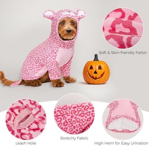 DELIFUR Dog Leopard Costume for Halloween, Pink, Small - Image 4