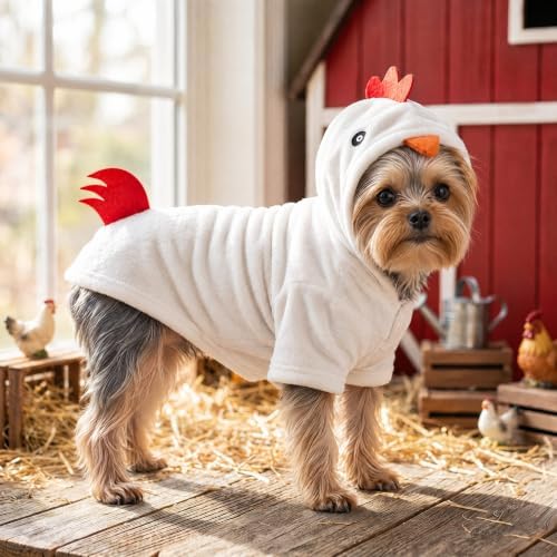 Funny Plush Chicken Dog Costume for Halloween Thanksgiving (Medium) - Image 5