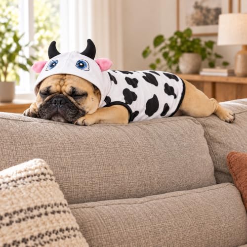 iChoue English Bulldog Halloween Costume Clothes Hoodie Milch Cow, XXL - Image 5
