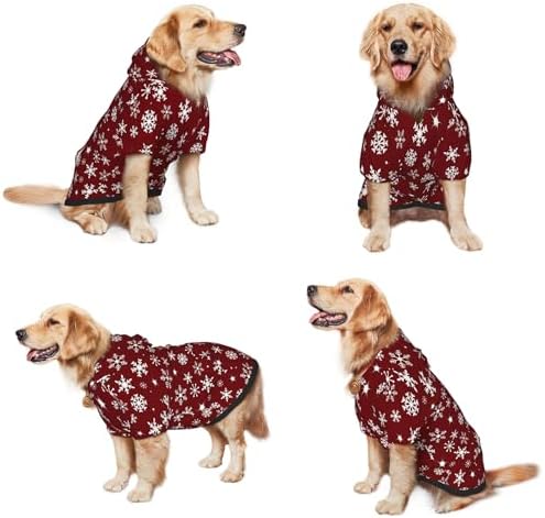 Christmas Costume for Dogs Snowflakes Hoodie Winter Christmas Cosplay Clothes Sweaters Outfits Pullover Pets' Sweatshirt Hoodies with Pocket for Medium Large Dogs-M - Image 2