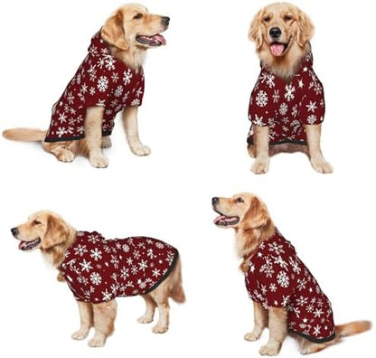 Christmas Costume for Dogs Snowflakes Hoodie Winter Christmas Cosplay Clothes Sweaters Outfits Pullover Pets' Sweatshirt Hoodies with Pocket for Medium Large Dogs-M - Image 2