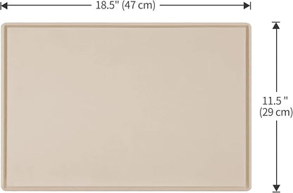 Dog Food Mat,Silicone Waterproof Food Tray,Non Slip Pet Bowl Mats Placemat,0.6" Raised Edge,Suitable for Most Small and Medium Sized Pets,18.5" x 11.5"
