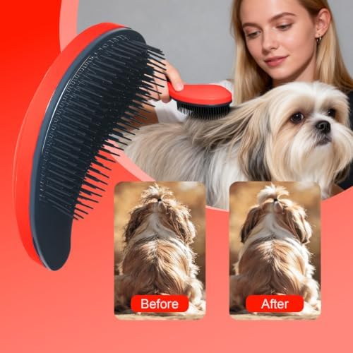 Small Dog Brush, Skin-friendly Soft Bristles (Orange) - Image 5