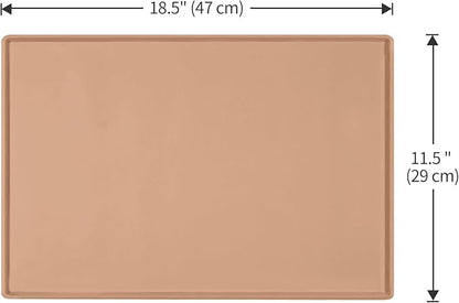 Dog Food Mat,Silicone Waterproof Food Tray,Non Slip Pet Bowl Mats Placemat,0.6" Raised Edge,Suitable for Most Small and Medium Sized Pets,18.5" x 11.5"