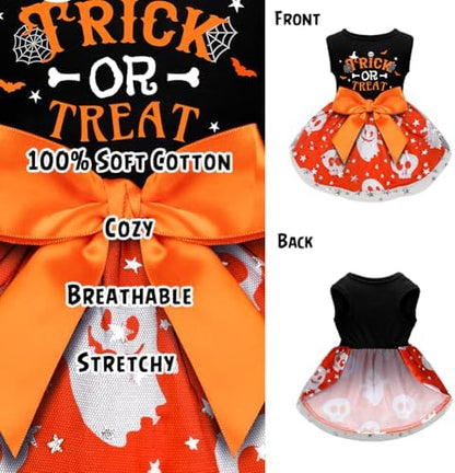 Dog Halloween Costumes Dog Dress Halloween Costumes for Dogs Funny Puppy Dress with Bow for Small Medium Large Dogs Pumpkin Witch Bat Pet Costume Halloween - Image 6
