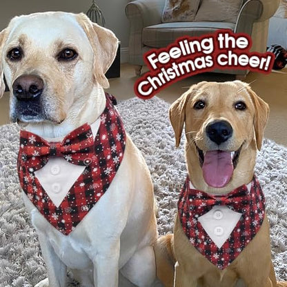 FUAMEY Dog Tuxedo Christmas for Small Dogs Snowflake Bandanas with Bow Tie - Image 2