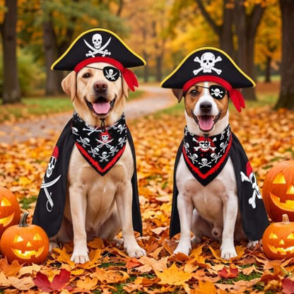 Hillban 8 Pcs Halloween Dog Pirate Costume Set - Image 5