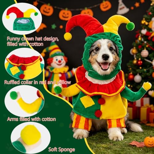 DELIFUR Dog Clown Costume Funny Pet Outfit for Halloween Christmas, Medium - Image 2