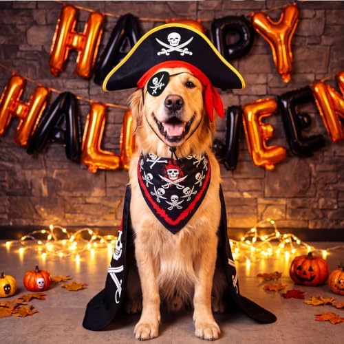 Hillban 8 Pcs Halloween Dog Pirate Costume Set - Image 4