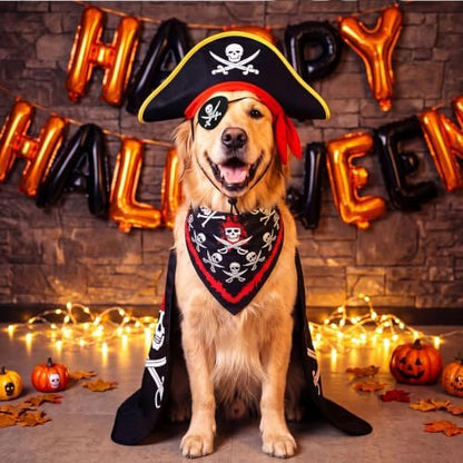 Hillban 8 Pcs Halloween Dog Pirate Costume Set - Image 4