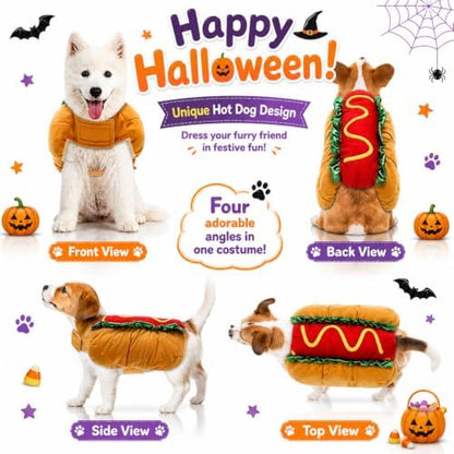 POPETPOP Hot Dog Design Pet Costume, Funny Warm Hoodie for Dogs and Cats, Halloween Christmas Apparel Cosplay for Puppies and Kitten - Size M - Image 4