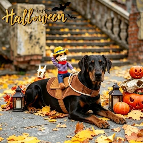 Halloween Cowboy Dog Cat Costume Clothes Novelty Funny Pets Party Cosplay Apparel Dog Riders Clothing (Medium) - Image 5