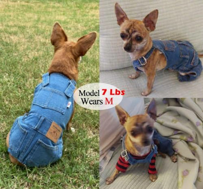 Dog Overalls for Medium Dogs Outfit French Bulldog Clothes Denim Dog Jeans - Image 6