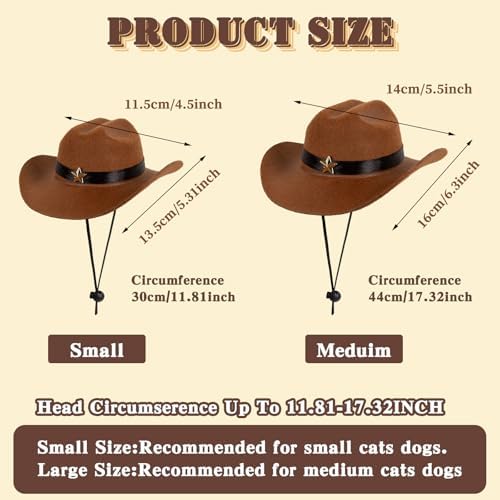 HOWWFALY Pet Cowboy Costume Set Dog Halloween Costumes Cat Cowboy Hat & Bandana Scarf for Small Medium Breeds(Bule, Small) - Image 4