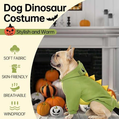 QBLEEV Dog Dinosaur Costume, Dog Halloween Costume with Hoodie - Image 2