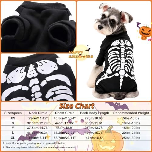 Dog Skeleton Costume Glow in the Dark Pet Cat Halloween Jumpsuit 4 Legged Onesie for Puppy Small Dog Cat, L - Image 6