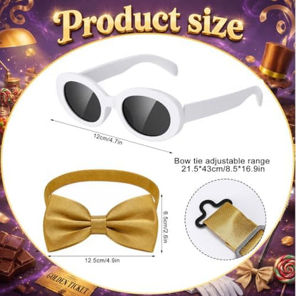 Reginary 3 Pcs Halloween Pet Costume Dog Brown Top Hat Glasses Bow Tie Set - Image 2