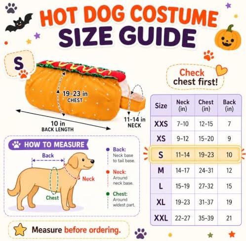 POPETPOP Hot Dog Pet Costume, Halloween Cosplay Costume for Dogs Cats (S) - Image 3