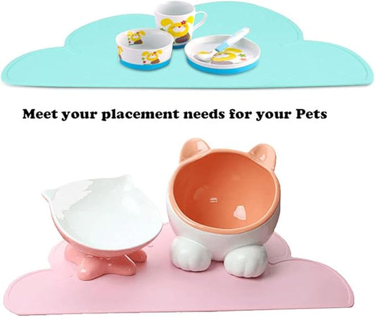 Love Dream Silicone Pet Feeding Food Mat with Raised Edge, Anti-Slip Waterproof Pet Bowl Mat Placemat for Dog and Cat (Dark Purple)