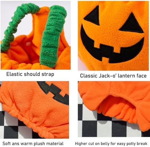 ANIAC Dog Pumpkin Costume Halloween Cat Pumpkin Outfit Funny Puppy Clothes for Small Dogs Pet Party Cosplay Accessories (Orange Clohes, X-Small) - Image 4