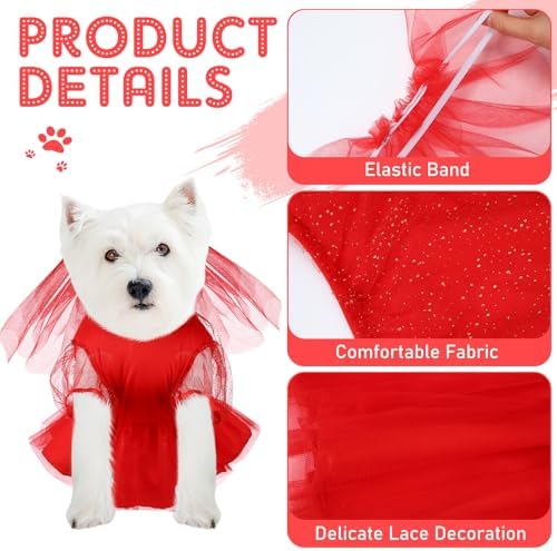 2 Pcs Halloween Dog Beetle Costume, Red Tulle Dress Black Wig - Image 3