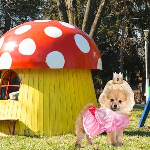 3 Pcs Halloween Princess Dog Costume Set, Pink Princess Pet Outfit - Image 5